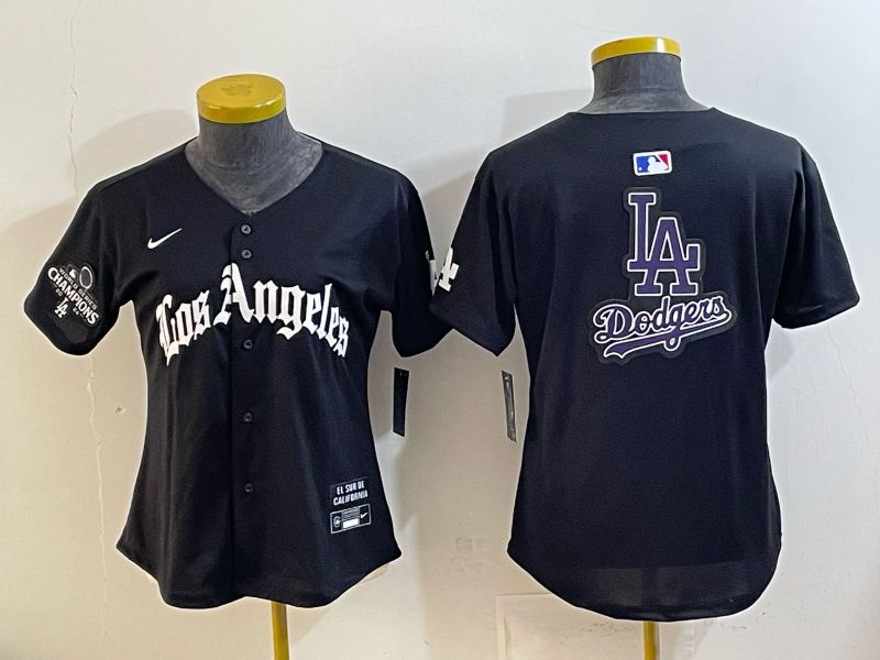 Women 2026 Los Angeles Dodgers Blank Black Game Nike MLB Jersey style 0023